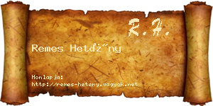 Remes Hetény névjegykártya